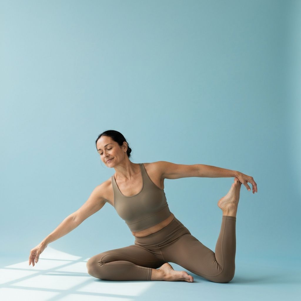Person practicing yoga in peaceful setting